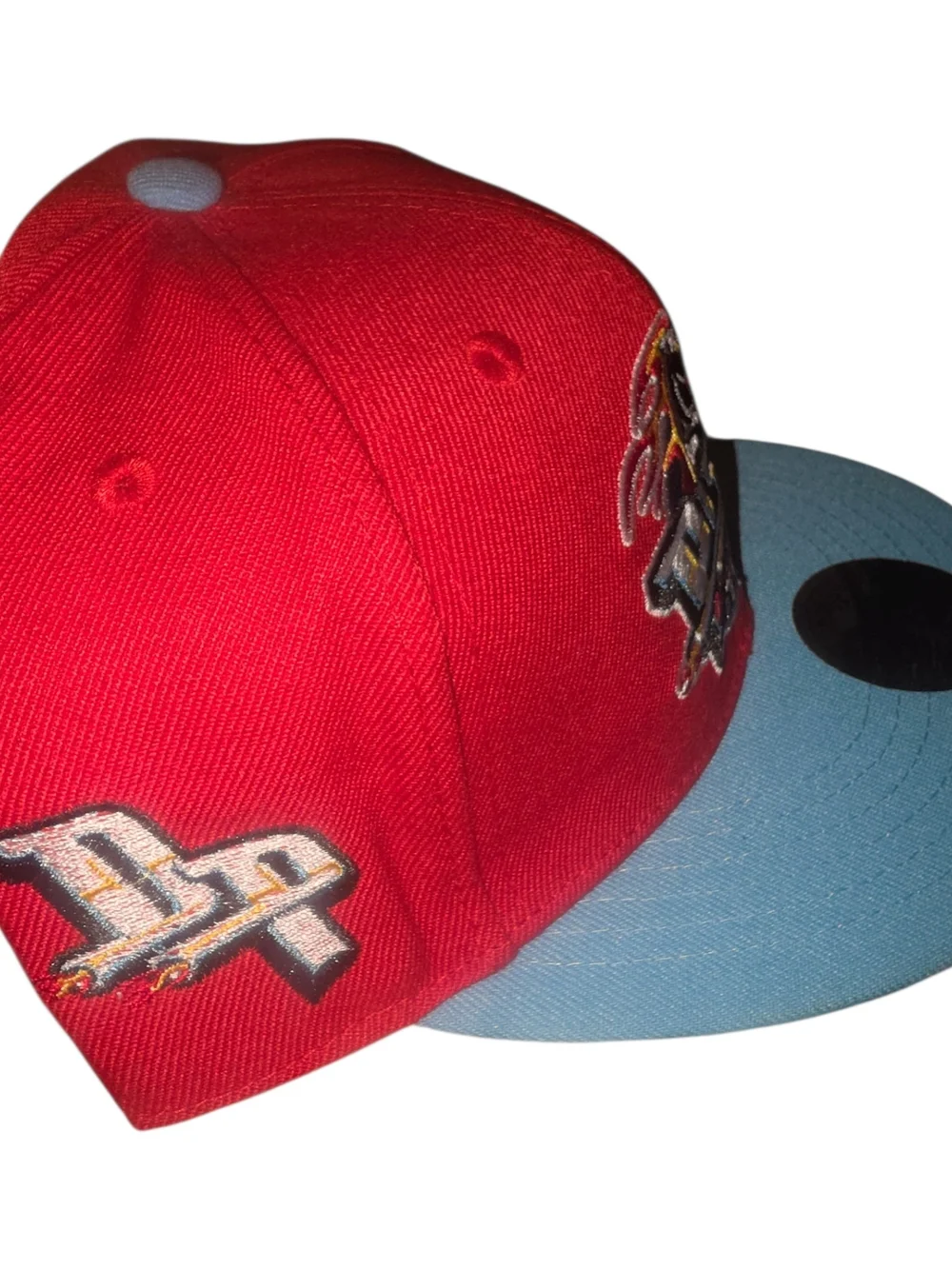 Detroit Pistons Red & Light Blue Snapback Hat Mid 90's Colorway